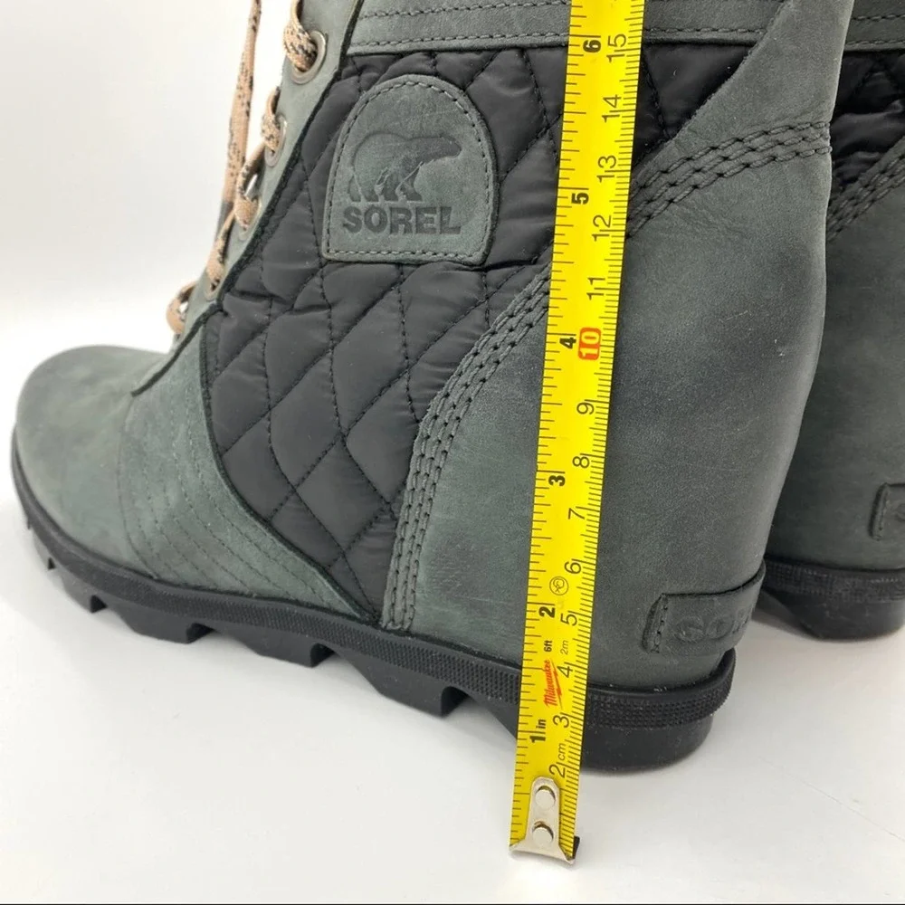 Sorel Lexie Wedge Boots Dark Slate Waterproof Snow Rain Lace Up Booties